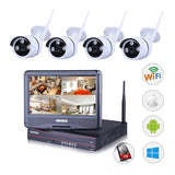 Outdoor Wireless IP Camera System WIFI NVR (4 IP Cameras with a NVR. 4CH 720P Wireless IP Camera & 10inch Monitor, 1 TB Hard Disk). - SE Home