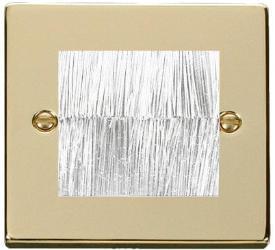 Polished Brass - White Inserts Polished Brass Brush Outlet Plate - White Brush