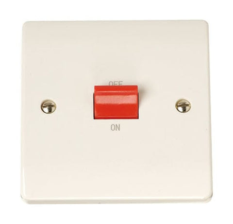 Curva White Range Single Plate 45A Switch