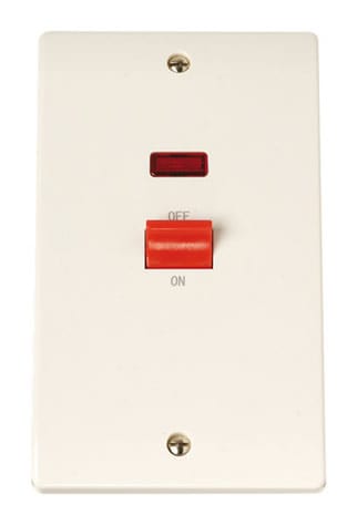 Curva White Range Double Plate 45A Switch With Neon