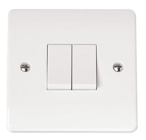 White Electrical Sockets and Switches White 10AX 2 Gang 2 Way Plate Switch