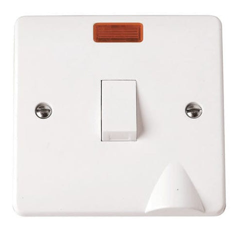 White Electrical Sockets and Switches White 20A DP Switch With Neon