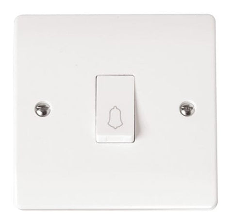 White Electrical Sockets and Switches White 10AX 1 Gang 1 Way Retractive Switch ‘bell’