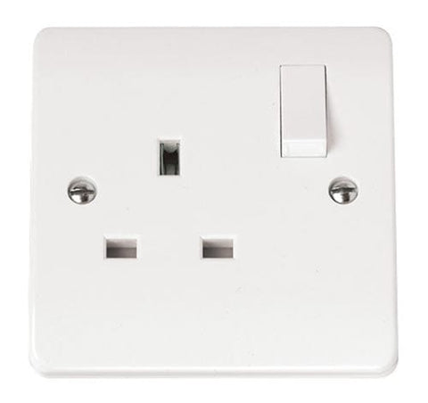 White Electrical Sockets and Switches White 13A 1 Gang DP Switched Socket Outlet