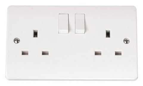 White Electrical Sockets and Switches White 13A 2 Gang DP Switched Socket Outlet