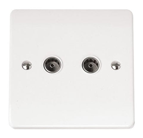 White Electrical Sockets and Switches White Twin Coaxial Socket Outlet
