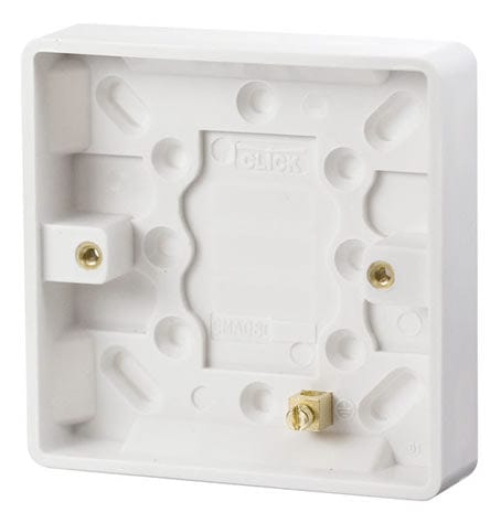 White Electrical Sockets and Switches White 1 Gang 16mm Deep Pattress Box