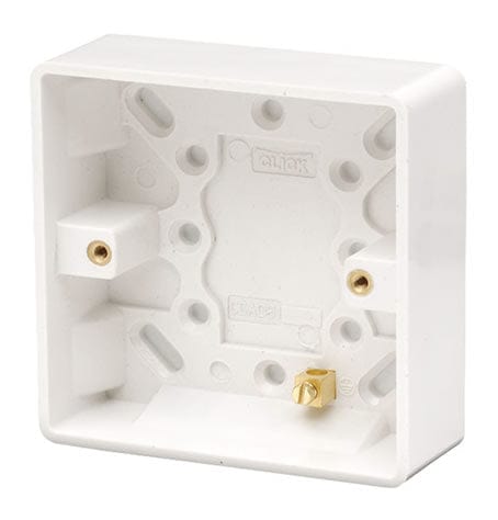 White Electrical Sockets and Switches White 1 Gang 25mm Deep Pattress Box