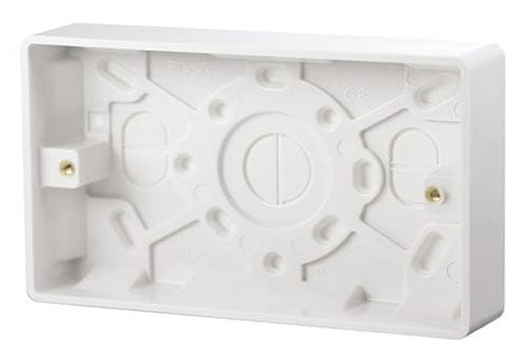 White Electrical Sockets and Switches White 2 Gang 25mm Deep Pattress Box