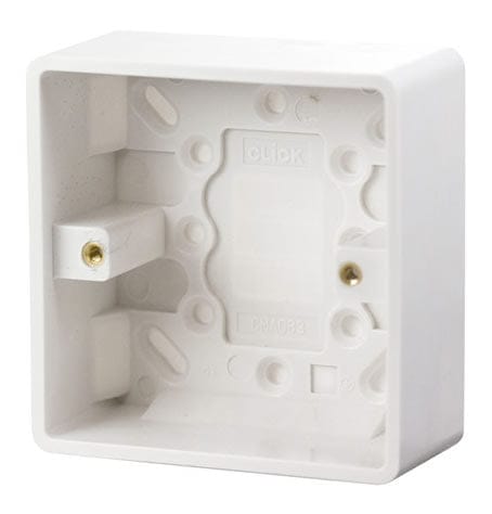 White Electrical Sockets and Switches White 1 Gang 35mm Deep Pattress Box