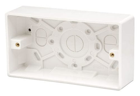 White Electrical Sockets and Switches White 2 Gang 35mm Deep Pattress Box