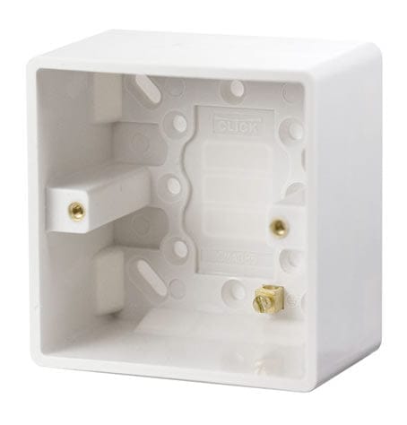 White Electrical Sockets and Switches White 1 Gang 47mm Deep Pattress Box
