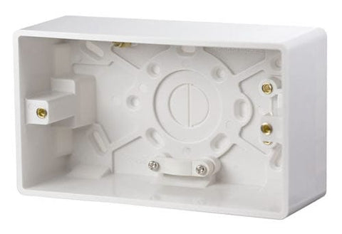 White Electrical Sockets and Switches White 2 Gang 47mm Deep Pattress Box With Cable Restraint
