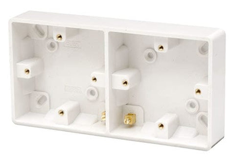 White Electrical Sockets and Switches White Dual Accessory 29mm Deep Surface Pattress