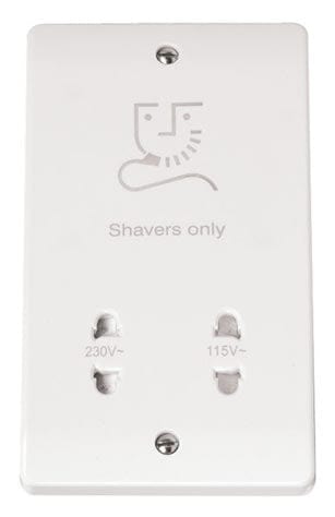 White Electrical Sockets and Switches White Dual Voltage Shaver Socket Outlet - 115/230v