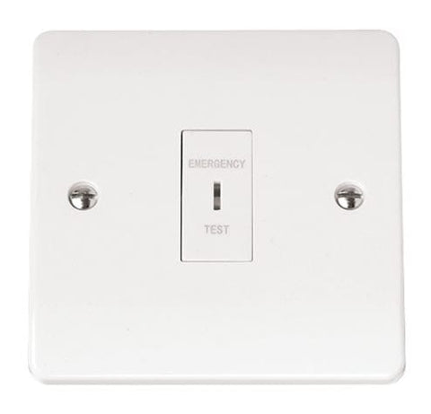 White Electrical Sockets and Switches White 10AX 1 Gang DP ‘emergency Test’ Key Switch