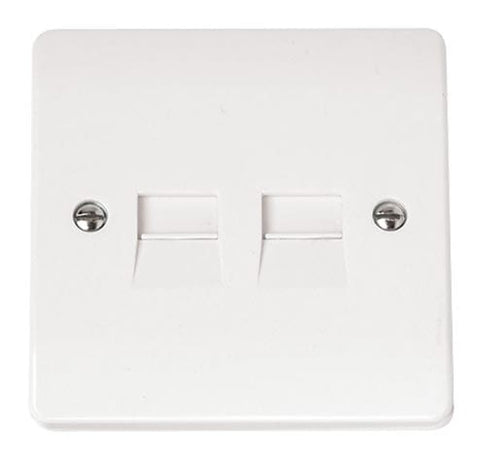 White Electrical Sockets and Switches White Twin Telephone Outlet - Master