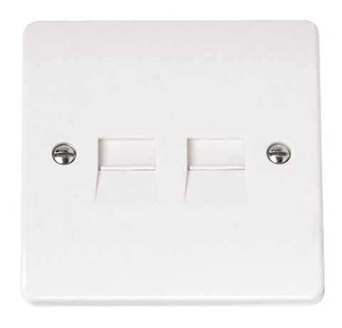 White Electrical Sockets and Switches White Twin Telephone Outlet - Secondary