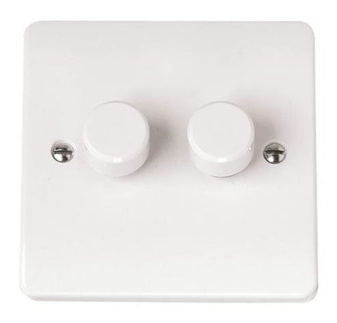 White Electrical Sockets and Switches White 2 Gang 2 Way 250va Dimmer Switch