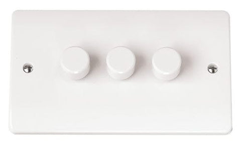 White Electrical Sockets and Switches White 3 Gang 2 Way 250va Dimmer Switch