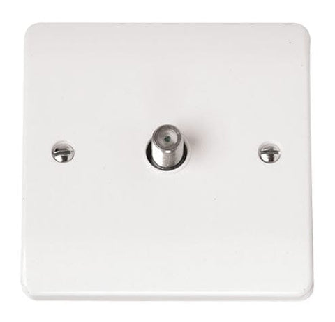 White Electrical Sockets and Switches White Satellite Outlet Plate