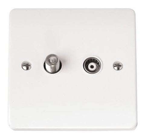 White Electrical Sockets and Switches White Isolated Satellite And Coaxial Plate