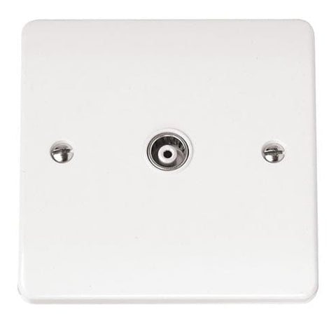 White Electrical Sockets and Switches White Single Isolated Coaxial Plate