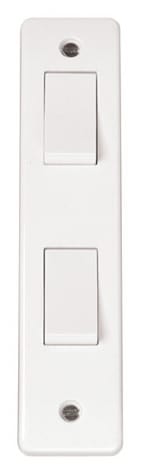 White Electrical Sockets and Switches White 10AX 2 Gang 2 Way Architrave Switch