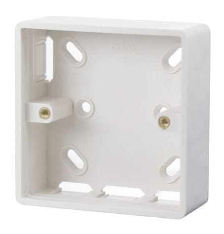 White Electrical Sockets and Switches White 1 Gang 29mm Deep Pvc Pattress Box - Trunking