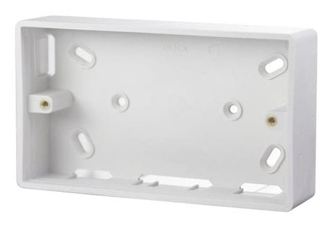 White Electrical Sockets and Switches White 2 Gang 29mm Deep Pvc Pattress Box - Trunking