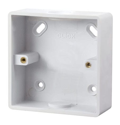 White Electrical Sockets and Switches White 1 Gang 29mm Deep Pvc Pattress Box - Conduit