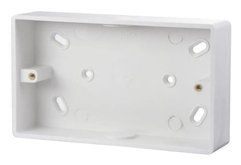 White Electrical Sockets and Switches White 2 Gang 29mm Deep Pvc Pattress Box - Conduit