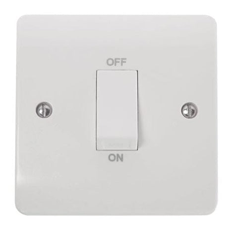 White Electrical Sockets and Switches White 45A 1 Gang Single Cooker Switch