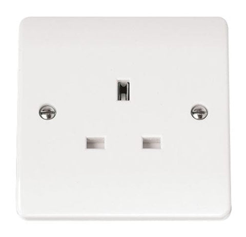 White Electrical Sockets and Switches White 13A 1 Gang Socket Outlet (twin Earth Terminals)