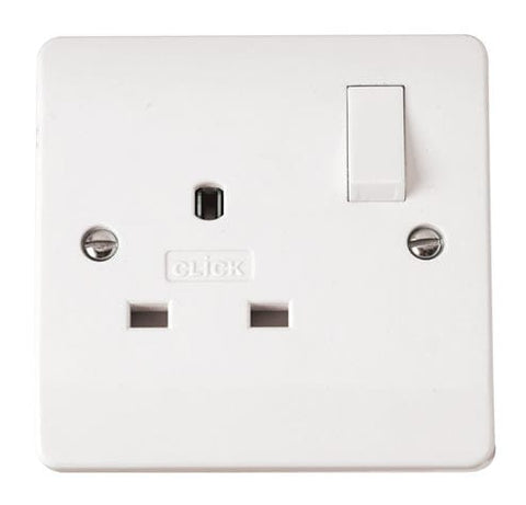White Electrical Sockets and Switches White 13A 1 Gang DP Switched Non-standard Socket Outlet