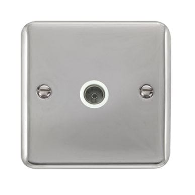 Curved Polished Chrome Single Coaxial Outlet - White Trim