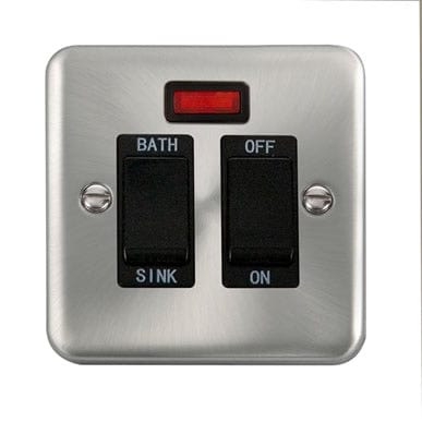 Curved Satin Chrome 20A DP Sink/Bath Switch With Neon - Black Trim