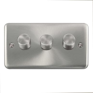 Curved Satin Chrome 3 Gang 2 Way 400Va Dimmer Switch