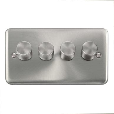 Curved Satin Chrome 4 Gang 2 Way 400Va Dimmer Switch