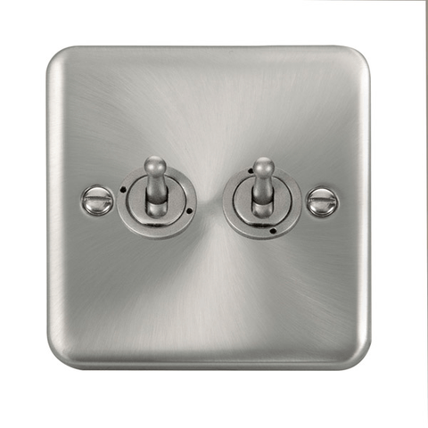Curved Satin Chrome Curved Satin Chrome 10AX 2 Gang 2 Way Toggle Switch