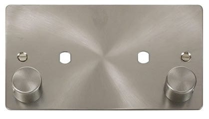 Flat Plate Satin Chrome 2 Gang Plate 2 Module (1630w Max) - White Trim