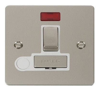 Flat Plate Pearl Nickel Ingot 13A Switched Connection Unit  + Flex + Neon - White Trim