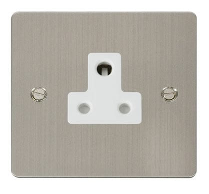 Flat Plate Stainless Steel 5A Round Pin Socket  - White Trim