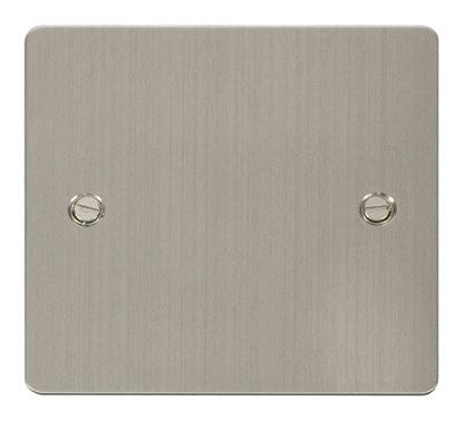 Flat Plate Stainless Steel - White Inserts Click Define Flat Plate Stainless Steel 1 Gang Blank Plate