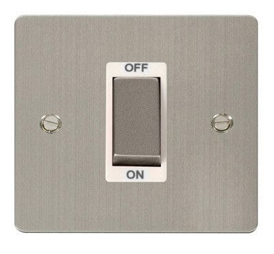 Flat Plate Stainless Steel Ingot 1 Gang 45A DP Switch - White Trim