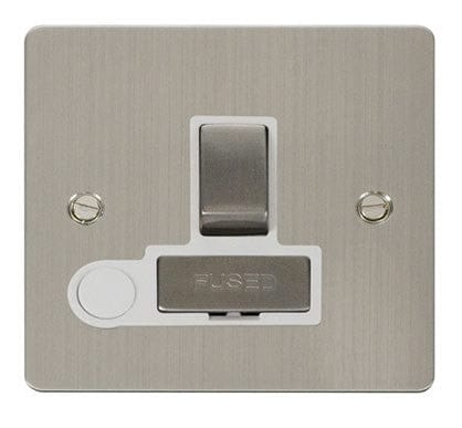 Flat Plate Stainless Steel Ingot 13A Switched Connection Unit  + Flex - White Trim