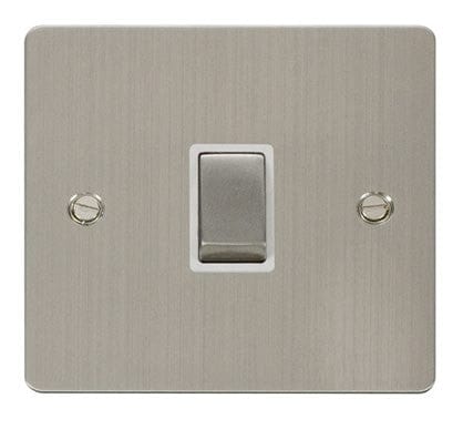Flat Plate Stainless Steel Ingot 20A 1 Gang DP Switch   - White Trim