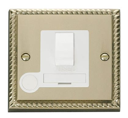 Georgian Cast Brass - White Inserts Georgian Cast Brass 13A Fused Connection Unit Switched With Flex - White Trim