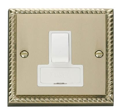 Georgian Cast Brass - White Inserts Georgian Cast Brass 13A Fused Connection Unit Switched - White Trim