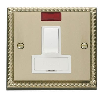 Georgian Cast Brass - White Inserts Georgian Cast Brass 13A Fused Connection Unit Switched With Neon - White Trim